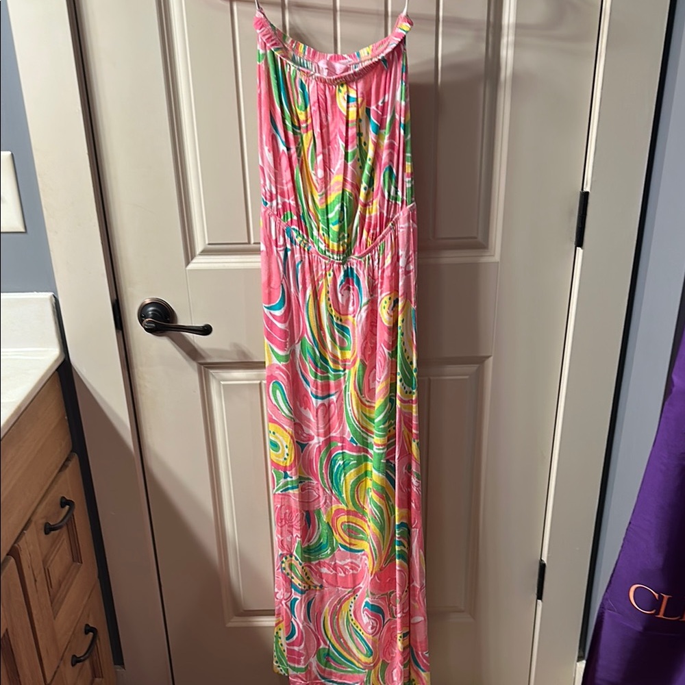 Lilly Pulitzer Pink and Green Maxi Dress
